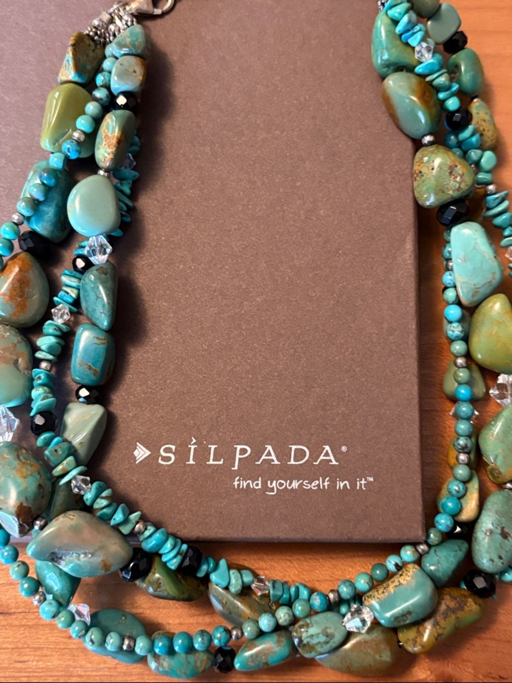 Silpada Turquoise, Obsidian, Crystal Necklace